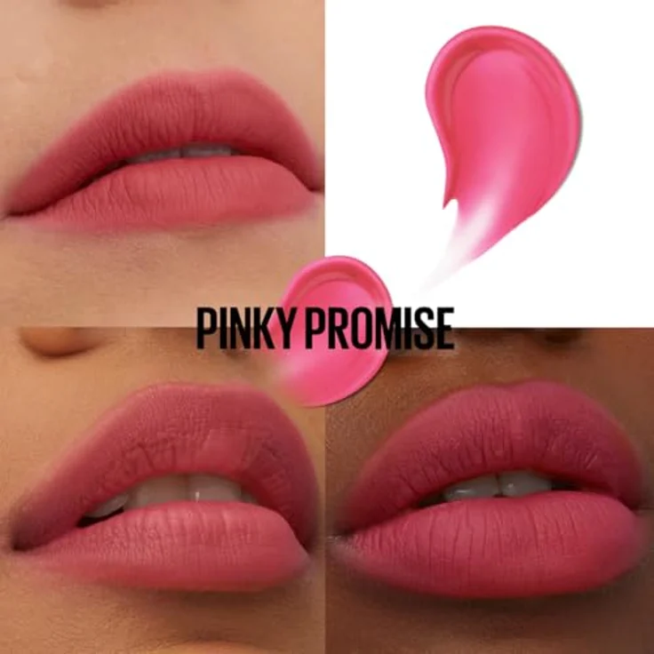 Maybelline Superstay Teddy Tint Lippenstift 5 ml, langanhaltende matte Textur in PINKY PROMISE – Bild 2