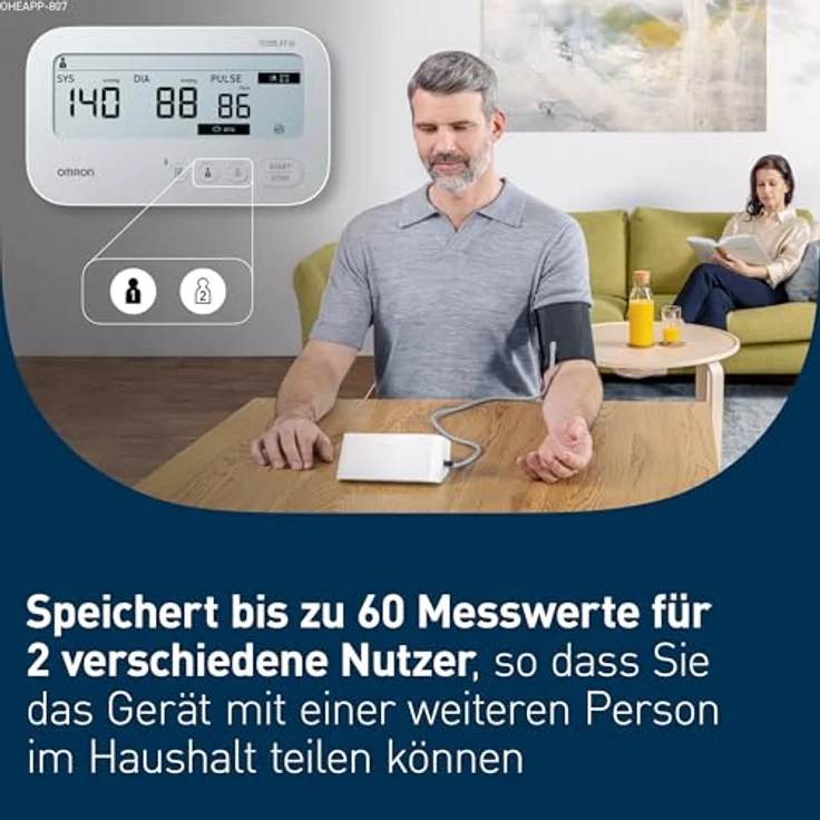 OMRON X4 Connect AFib, Automatisches Blutdruckmessgerät mit Bluetooth und App, Oberarm-Blutdruckmessgerät zur Vorhofflimmern-Erkennung, klinisch validiert, für Diabetiker & Schwangere, 22-42 cm Manschette – Bild 4