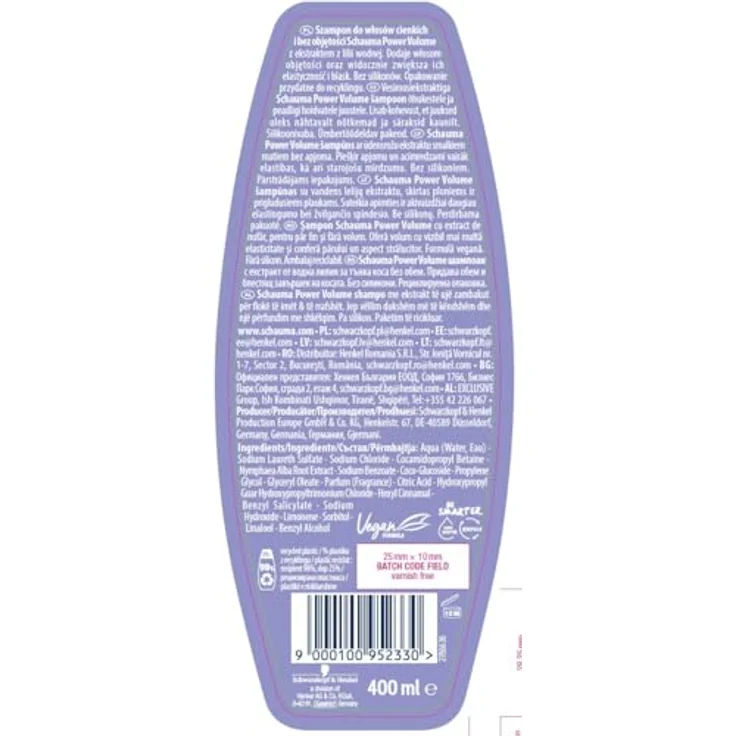 SCHAUMA Power Volumen Shampoo 48h, 400ml, für glänzendes und voluminöses Haar – Bild 3