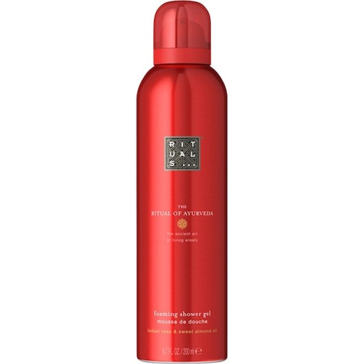 RITUALS The Ritual Of Ayurveda Foaming Shower Gel, Duschgel für Herren mit Gel-zu-Schaum-Formel, 200 ml, angereichert mit indischer Rose und süßem Mandelöl