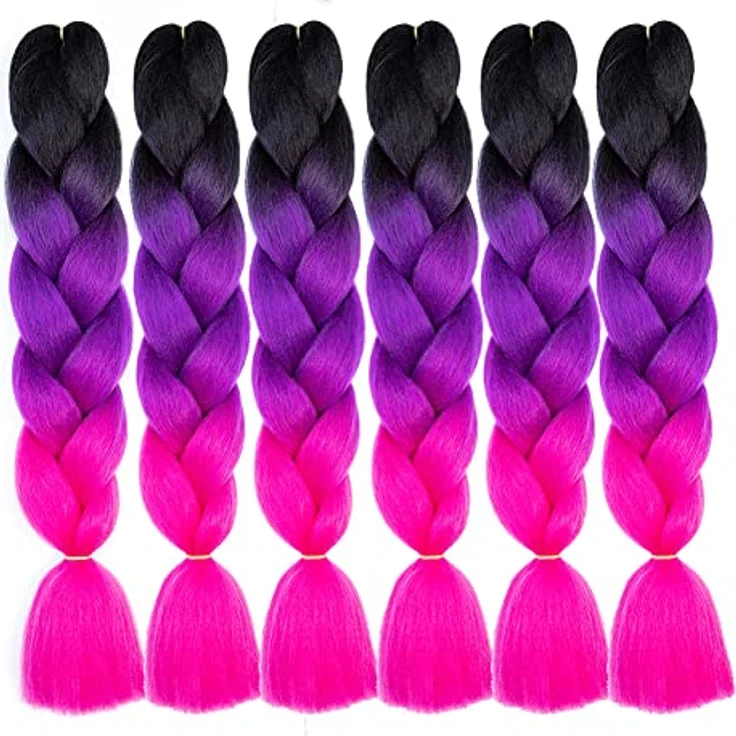 Shangxiu Rosa Jumbo-Flechthaar, 24" Kunsthaar Extensions, 6 Stück, weich und langlebig für DIY Frisuren – Bild 3