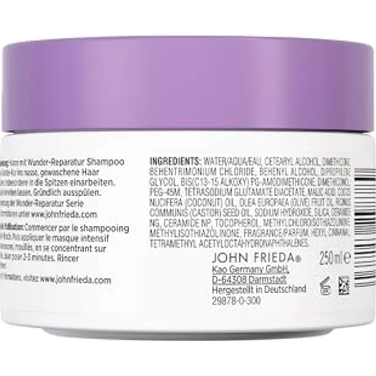 John Frieda Frizz Ease Wunder-Reparatur Tiefenwirksame Kur, 250 ml, für widerspenstiges und geschädigtes Haar, mit Ceramiden und pflegenden Ölen, vegane Formel – Bild 2