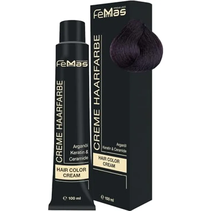 FemMas Haarfarbe Tief Violett 2.2, Creme Haarfarbe mit Arganöl, Keratin & Ceramiden für strahlende, dauerhafte Farbergebnisse, 100 ml