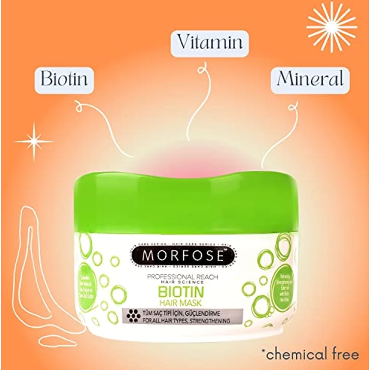 Morfose Biotin Hair Mask 500ml, Haarpflegemaske für volles und kräftiges Haar, revitalisierendes Biotin, geeignet für alle Haartypen – Bild 2