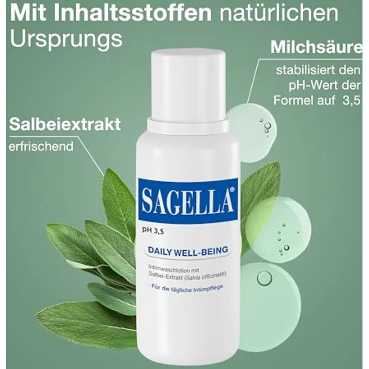 SAGELLA pH 3,5 Waschemulsion, Intimwaschlotion für tägliche Pflege, 100 ml – Bild 3