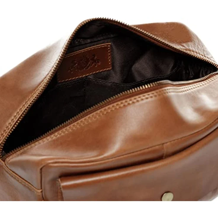 SID & VAIN Kulturtasche Herren Simon aus Premium Leder I Waschtasche groß für Herren und Damen I Kulturbeutel braun handgefertigt – Bild 4