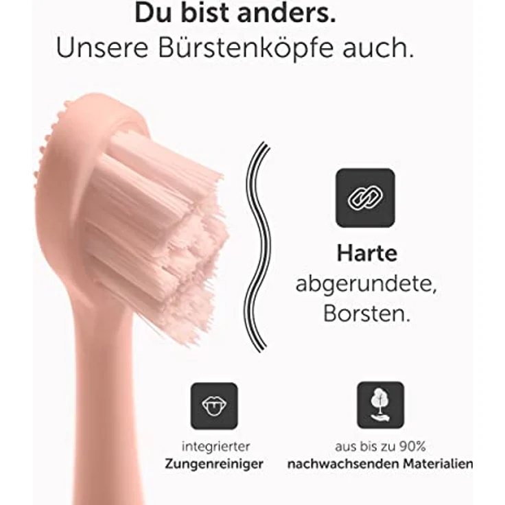 Wondersmile Ersatzbürsten Schallzahnbürste (Hard, Atomic Rose, 4er Pack) - Bürstenköpfe für Wondersmile Schallzahnbürste – Bild 2