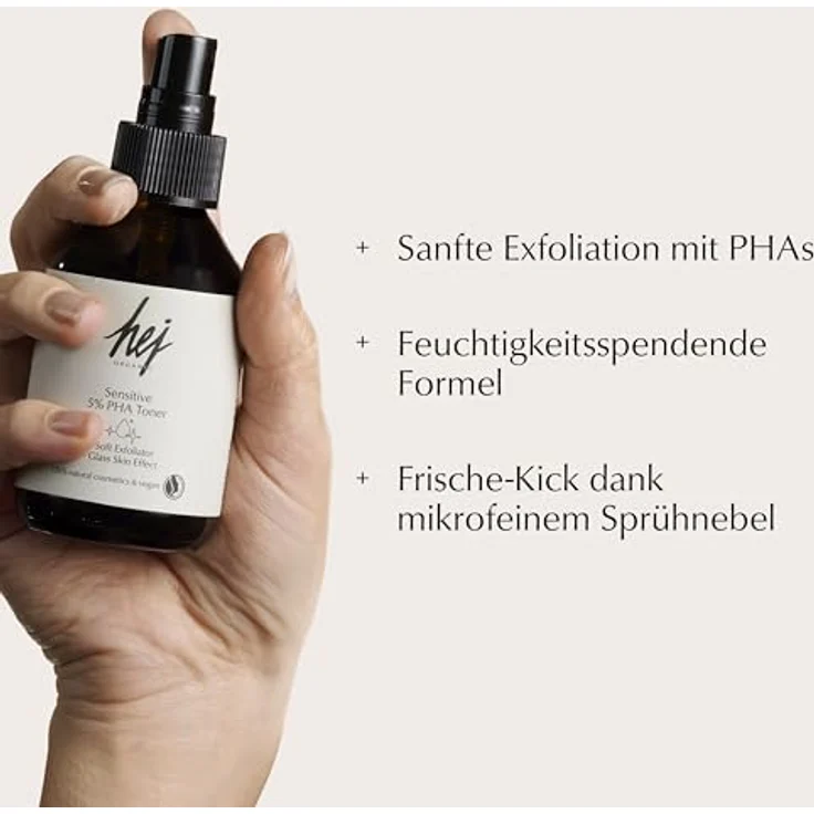 HEJ ORGANIC Sensitive PHA Toner (100 ml) für sensible Haut, sanfte Reinigung & Feuchtigkeitsversorgung, PHA Exfoliation, Naturkosmetik, 100% vegan – Bild 3