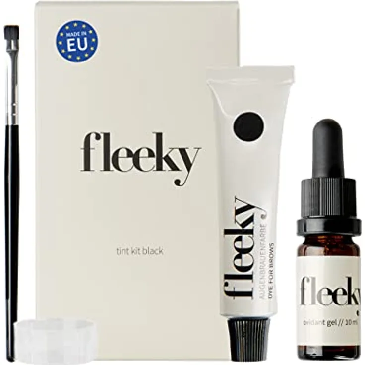 Fleeky Fleeky Brow Tint Kit, Augenbrauenfarbe in Braun für intensiven Look, wasser- und wischfest, vegan, 15ml Tint, 10ml Gel Oxidant
