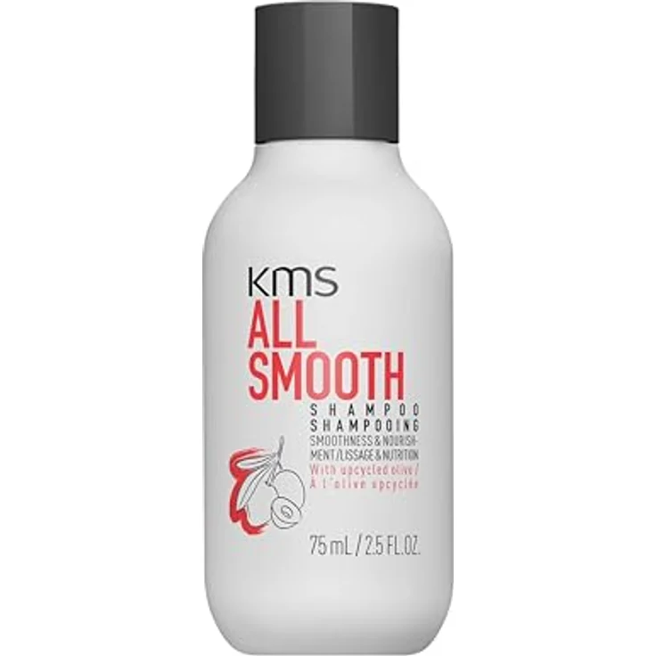 KMS ALLSMOOTH Shampoo 75ml, Anti-Frizz Pflege für mittelstarkes bis starkes Haar, vegan, ohne Silikone, mit upgecycelter Olive – Bild 1