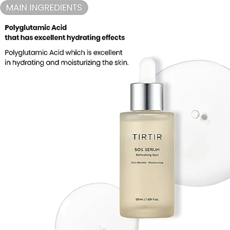 TIRTIR SOS Serum – Strahlendes Gesichtsserum, erhöht die Ausstrahlung, prall, Anti-Aging, feuchtigkeitsspendend, sichtbar weiche und glänzende Haut, parfümfreies Serum für alle Hauttypen, 50 ml – Bild 3