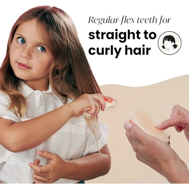 Tangle Teezer Die originale Mini-Haarbürste, Handflächengröße, perfekt für Kinder und Reisen, orange Safari, ideal für nasses und trockenes Haar, reduziert fliegende Haare – Bild 4