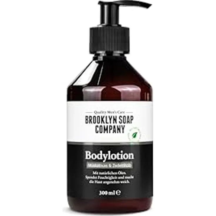 Brooklyn Soap Company Bodylotion 300ml, feuchtigkeitsspendend & reizlindernd, würziger Duft nach Muskatnuss und Zedernholz