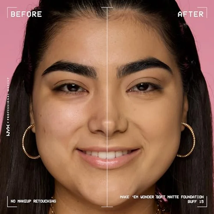 NYX Professional Makeup Make 'EM Wonder Foundation, soft matte Foundation in 15 Buff für ebenmäßigen Hautton – Bild 3