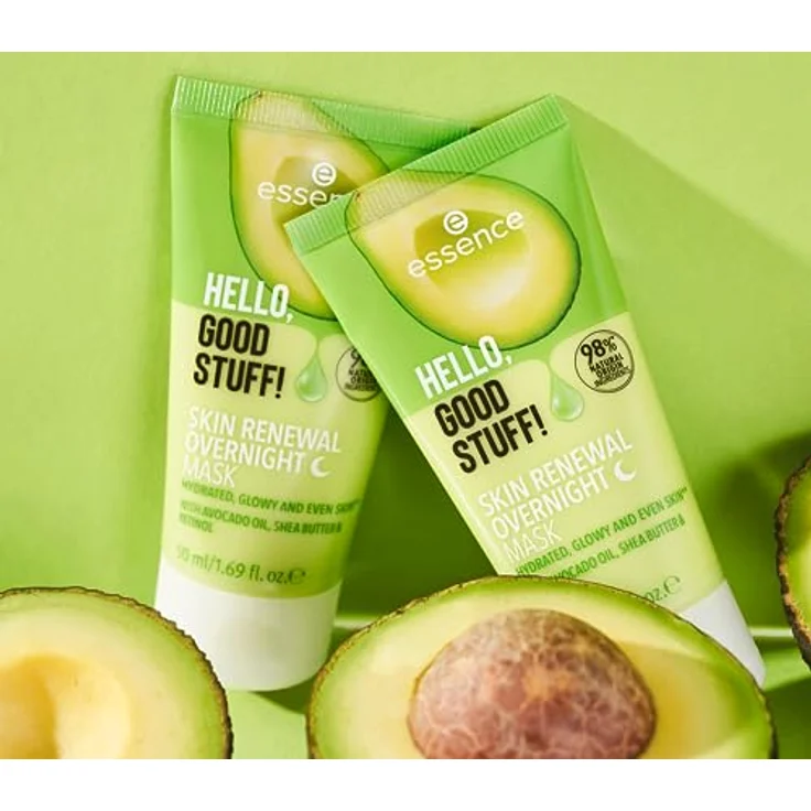 essence HELLO, GOOD STUFF! SKIN RENEWAL OVERNIGHT MASK, Nachtcreme, Transparent, feuchtigkeitsspendend, vegan, ohne Parabene, ohne Mikroplastikpartikel, Nanopartikel frei, 1er Pack (50ml) – Bild 5