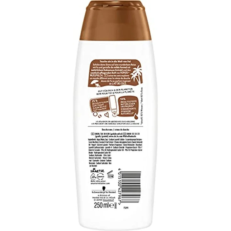 Fa Duschcreme Coconut Milk (250ml), pflegendes Duschgel mit natürlichem Kokosnuss-Extrakt und exotisch-pflegendem Duft, 94% natürliche Inhaltsstoffe – Bild 2