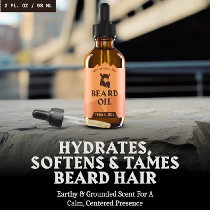 Striking Viking Bartöl Terra Sol, 60 ml - Wachstumsförderndes Herrenbartöl mit Argan- & Jojobaölen, spendet Feuchtigkeit & reduziert Juckreiz – Bild 2