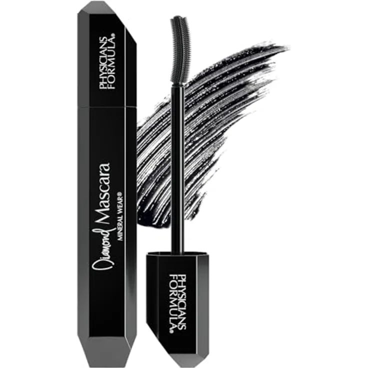 Physicians Formula Mineral Wear Diamond Mascara, tiefschwarz mit Diamantstaub und pflegenden Peptiden, 8,5 ml