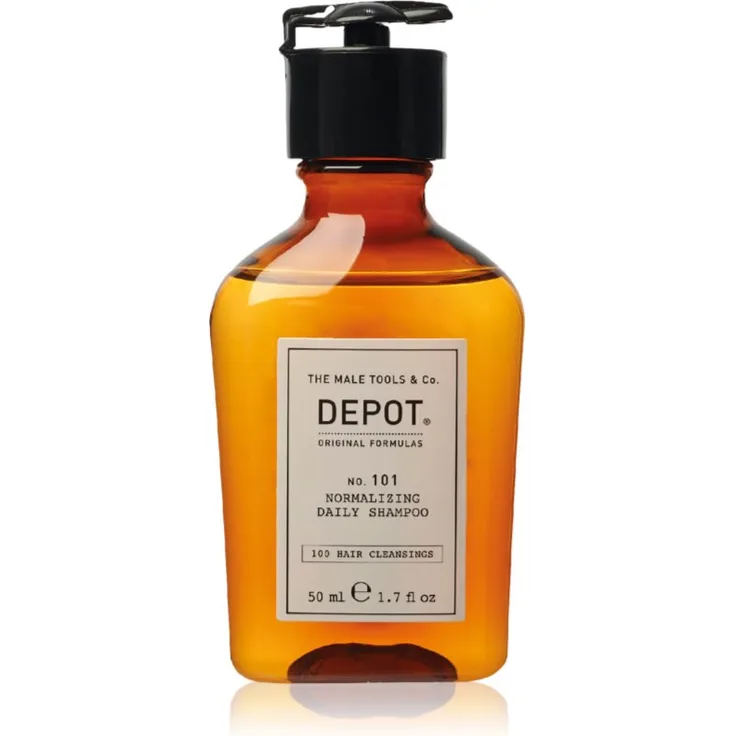 DEPOT 100 HAIR CLEANSING NO. 101 NORMALIZING DAILY SHAMPOO, 50 ml, normalisierendes Shampoo für Männer, reinigt die Kopfhaut und stärkt die Haarfasern