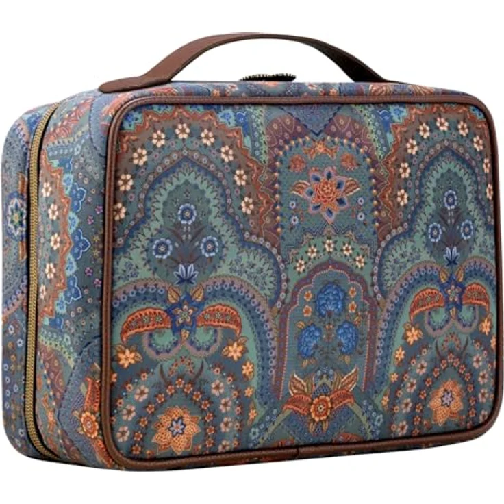 PIP Studio Casey Beautycase Jabali, Kosmetiktasche aus Polyestersamt mit üppigem Blumenmuster, blau, 27 x 10 x 19 cm – Bild 2