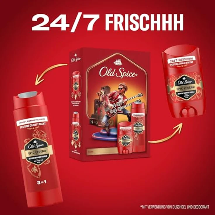 Old Spice Knight Geschenkset, Epic Legend Deostick (50 ml) und Duschgel (250 ml), langanhaltender Duft in Parfumqualität, 24/7 Frische bei täglicher Anwendung – Bild 3
