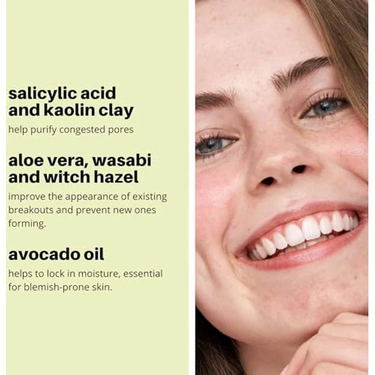 Nip+Fab Teen Skin Fix Wasabi Clay Mask, 75 ml, Purifies Congested Pores with Kaolin Clay and BHA Salicylic Acid, Healing and Moisturizing Formula, Creamy Texture, Enriched with Avocado Oil, Soothing Plant Extracts – Bild 5