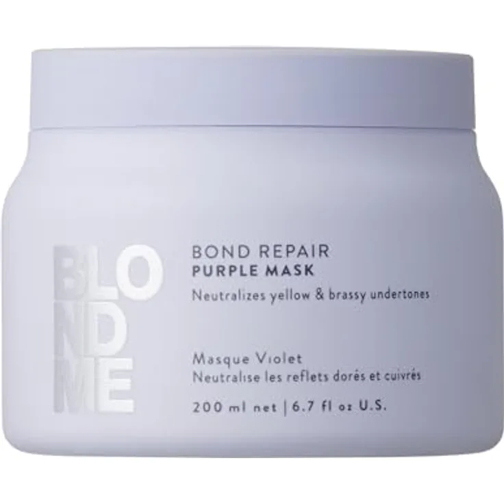 Schwarzkopf Professional BLONDME Bond Repair Purple Mask Cool Haarmaske 200 ml - Neutralisiert Gelbtöne, Pflegend und Stärkend