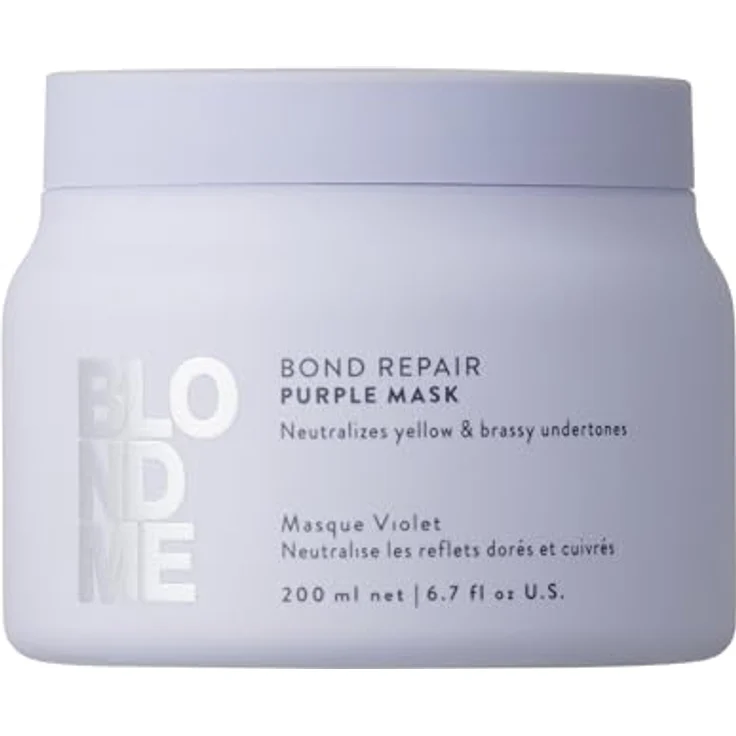 Schwarzkopf Professional BLONDME Bond Repair Purple Mask Cool Haarmaske 200 ml - Neutralisiert Gelbtöne, Pflegend und Stärkend – Bild 1