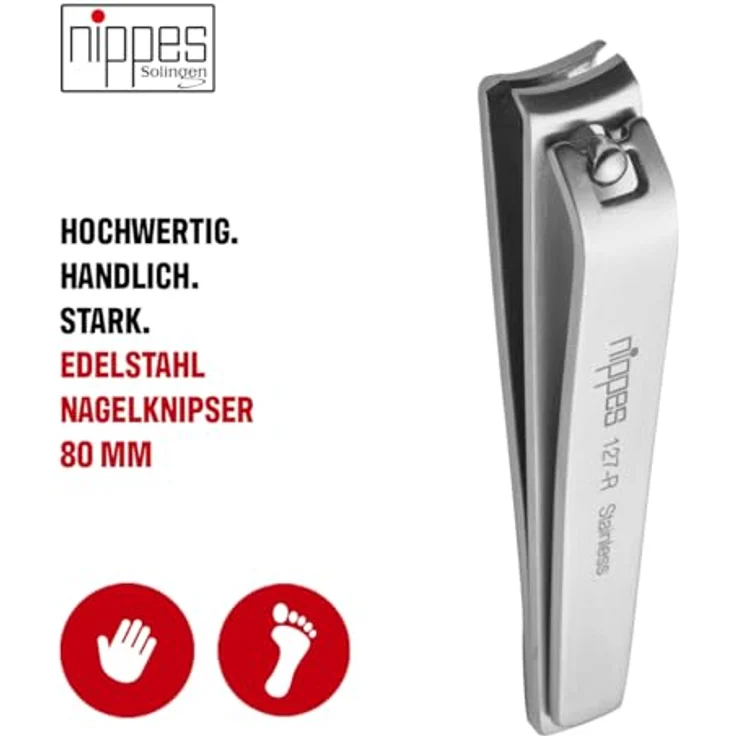 nippes Solingen Nagelknipser aus Edelstahl rostfrei | 8 cm | Kürzen von festen und harten Fingernägel und Fußnägel | Professionelle Nagelpflege und Nagelhygiene – Bild 2