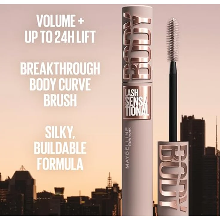 MAYBELLINE NEW YORK Lash Sensational Body Waterproof Volumen-Mascara, wasserfest, Farbton Black, 9.75 ml – Bild 3
