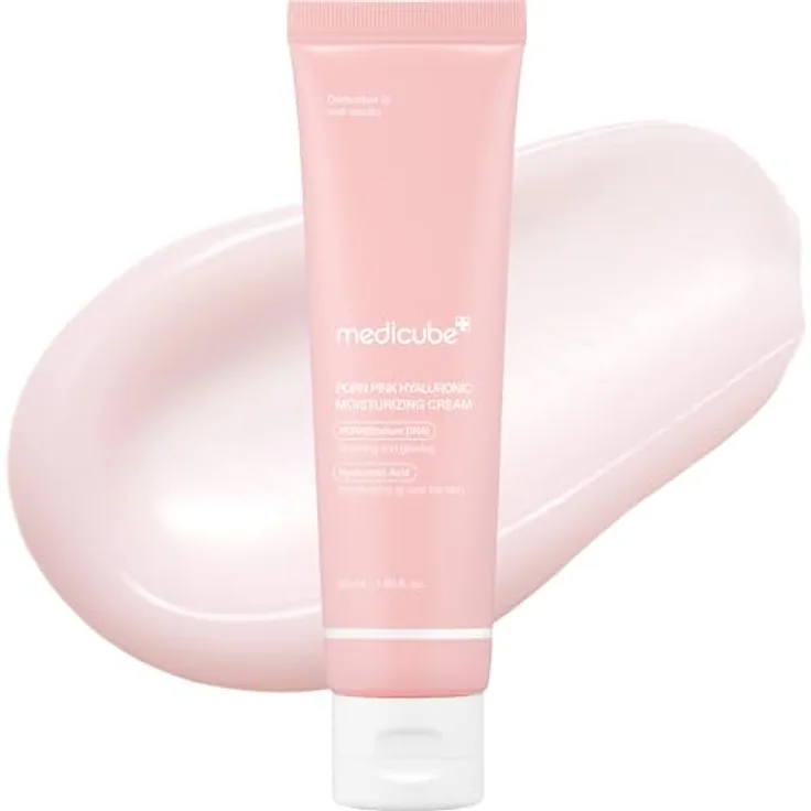 Medicube PDRN Pink Hyaluronic Moisturizing Cream 50ml – Koreanische Feuchtigkeitscreme mit Salmon DNA, 10-fach Hyaluronsäure, Niacinamid, Ceramiden & Peptiden – Anti-Aging, Hydration & Hautbarriere-Stärkung