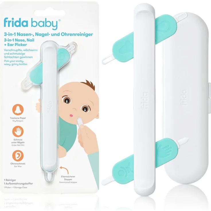 Frida Babypflege-Set 3-in-1 Nasen, Nägel- und Ohrenreiniger für Babys und Kleinkinder, inklusive Aufbewahrungsbox