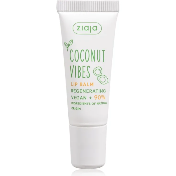 Ziaja Coconut Vibes Lippenbalsam, regenerierende Lippenpflege mit Feuchtigkeitsspende, 10 ml