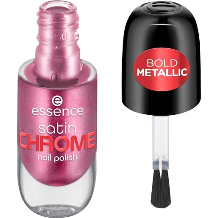 essence cosmetics satin CHROME nail polish, Nr. 03, Rot, abdeckend, hochpigmentiert, metallisch, vegan, 1er Pack (8ml) – Bild 1