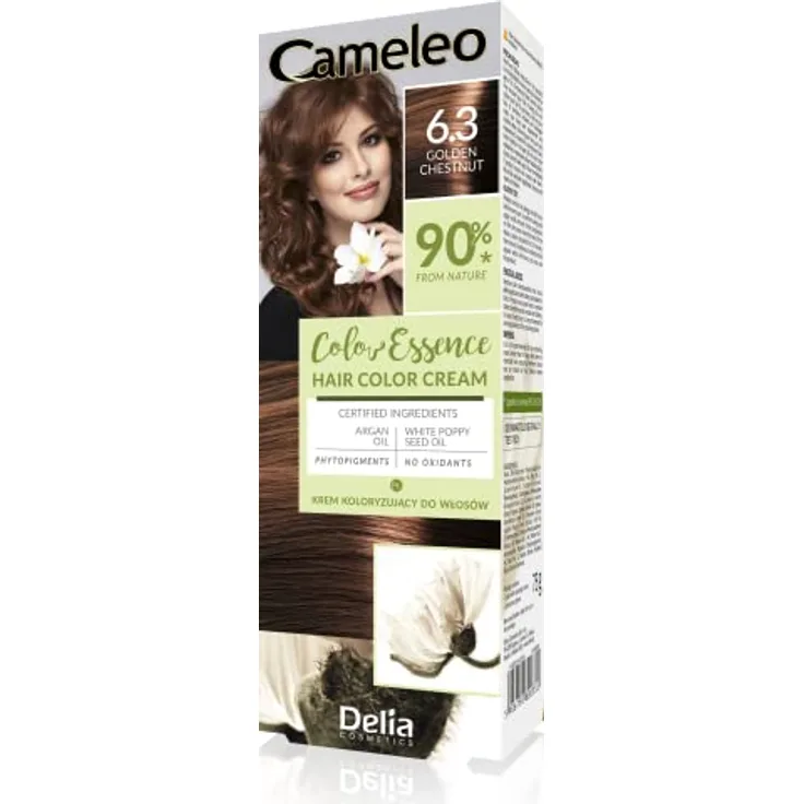 Cameleo - Color Essence - Färbecreme - Goldkastanie - Färbung "TON IN TON". - Wirkung bis zu 8 Waschgänge - Natürliche, tiefe Farbe - Farbauffrischung - Pflege - Weißer Mohn und Arganöl - 75g