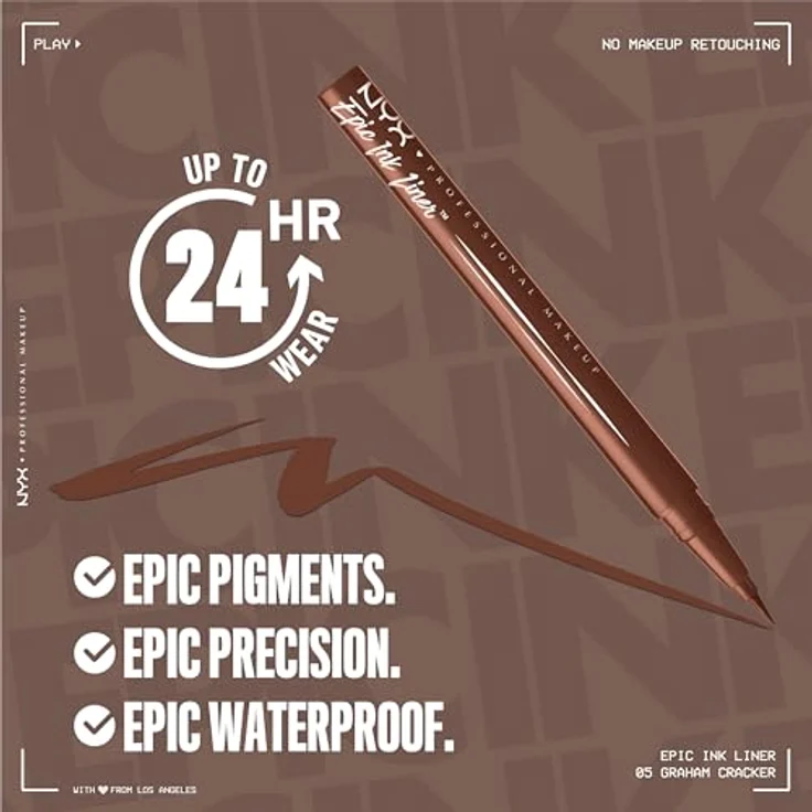 NYX Professional Makeup Epic Ink Liner, Eyeliner mit präziser Spitze in der Farbe Graham Cracker, vegan und wasserfest, 1 ml – Bild 5