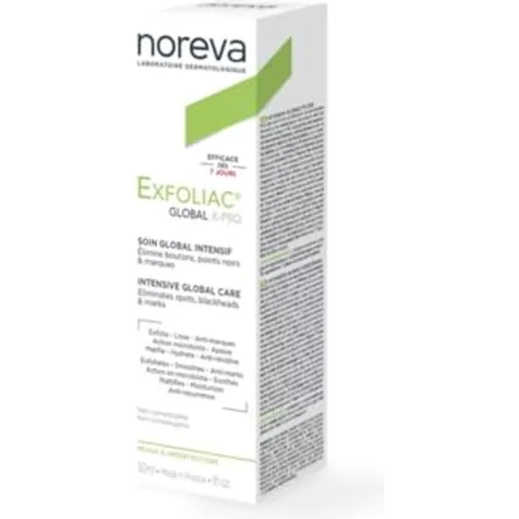 Noreva Exfoliac Global X-Pro Creme 30 ml, Gesichtscreme für empfindliche und unreine Haut mit entzündungshemmenden Eigenschaften