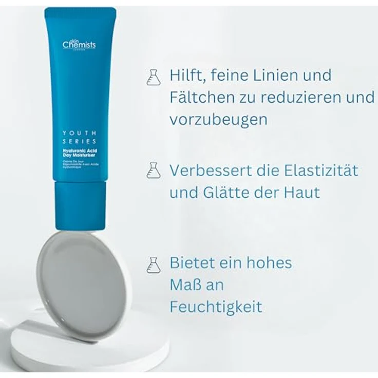 Skin Chemists HYALURONIC ACID Day Moisturiser 50 ml | Leichte Feuchtigkeitspflege für strahlenden Glanz - Nährt und schützt Hautbarriere - Wichtige Wirkstoffe für gesunden Teint – Bild 4