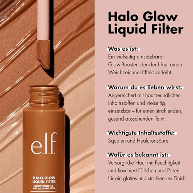e.l.f. Halo Glow Liquid Filter, Teint-Booster mit Hyaluronsäure für strahlenden Teint, vegan, 2 Fair/Light – Bild 4