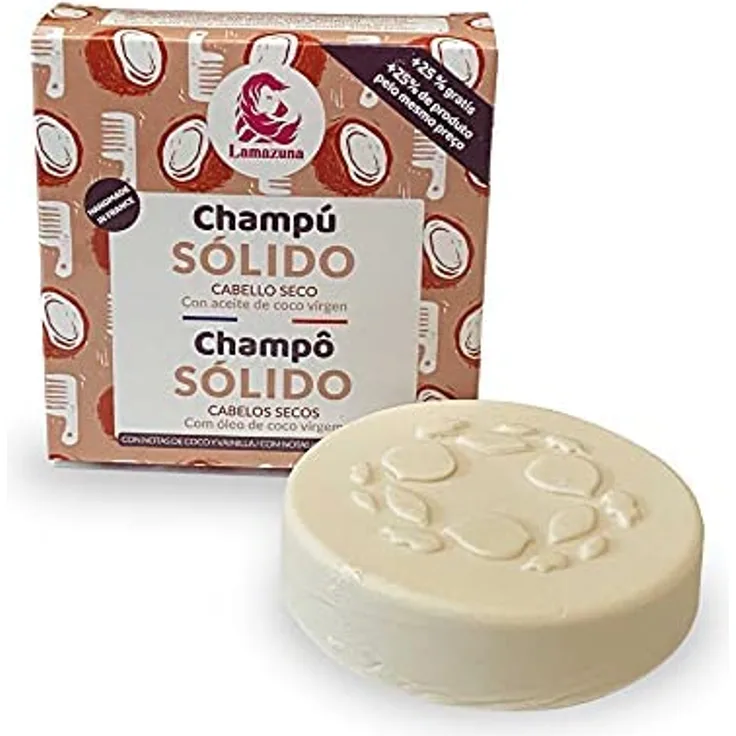 Lamazuna Solides Shampoo Vanille und Kokosnuss für trockenes Haar, 70 ml
