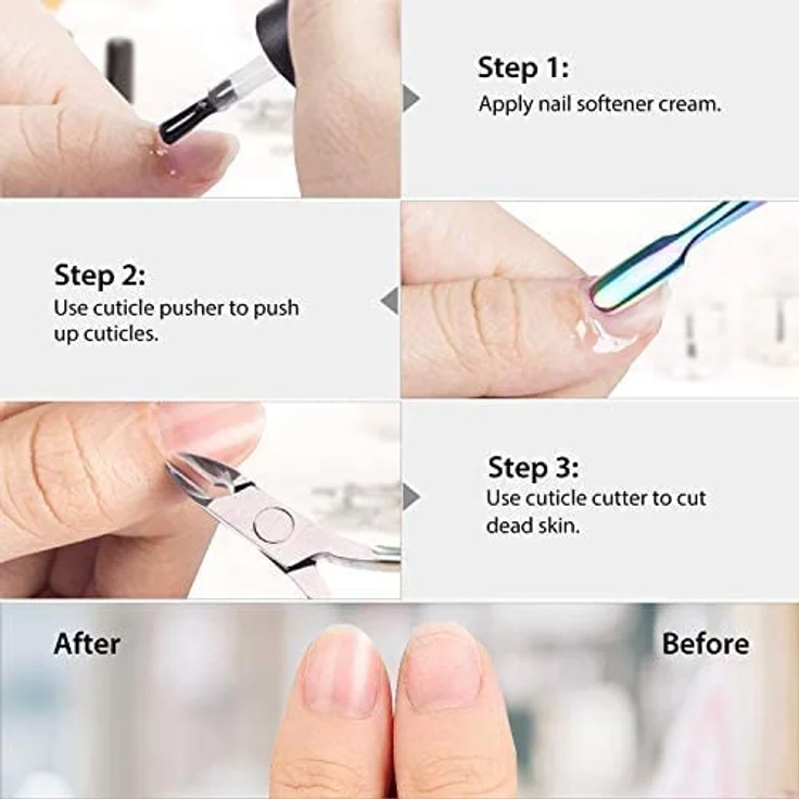 Easkep Nagelhautzange mit Nagelhautschieber, Edelstahl Nagelhautentferner in Regenbogenfarben, ergonomisches Design, langlebig und rostfrei – Bild 4