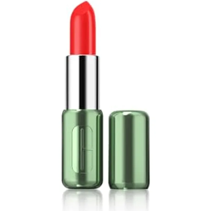 Clinique Pop Longwear Lipstick 36 Poppy Pop, langlebiger Lippenstift mit integriertem Primer und satinierter Farbe, 3,9 g