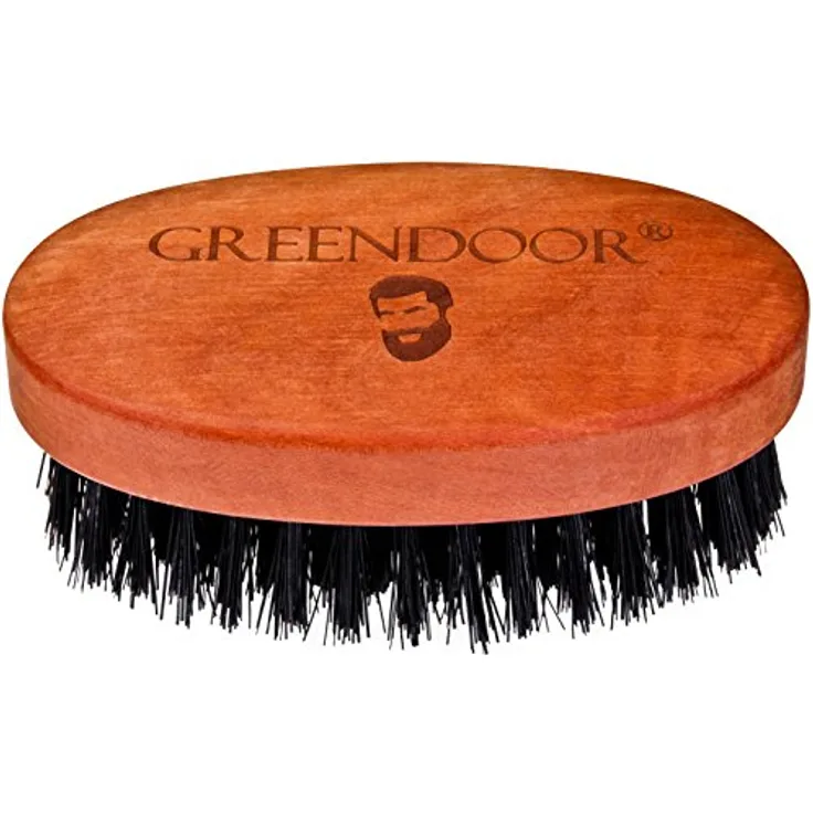 GREENDOOR Bartbürste gross, Birnbaum, 90 x 50 mm, 7 Reihen Wildschweinborsten, edle natürliche Bartpflege, Handarbeit aus deutscher Manufaktur, Bart Bürste Wildschwein, Naturkosmetik Geschenke
