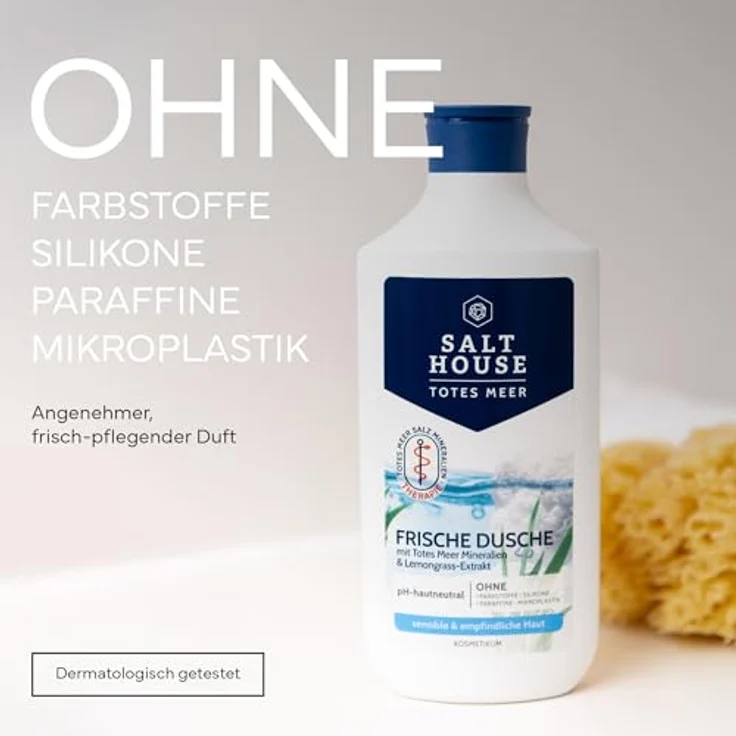Salthouse Totes Meer Therapie Frische Dusche, Lemongrass-Duft, 250ml – Vitalisierende Duschpflege mit Totes Meer Salz, dermatologisch bestätigt für sensible Haut – Bild 4