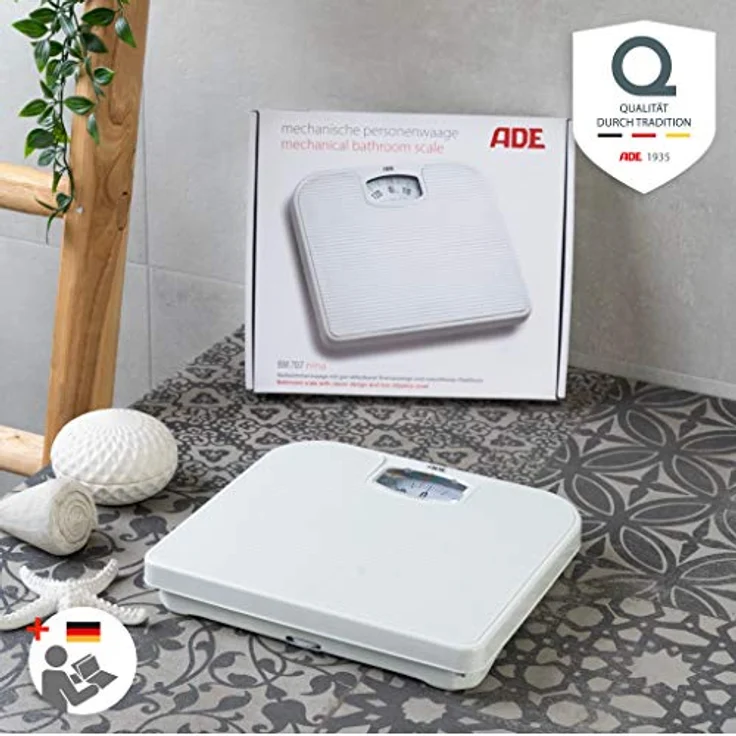 ADE Mechanische Personenwaage BM 707 Nina, Analoge Badezimmerwaage aus hochwertigem ABS, Kunststoff in strahlend weißer Farbe, Massiver Metallmechanismus, leicht ablesbare Skala, Weiß – Bild 8