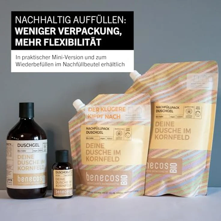 Benecos Duschgel Wildrose Mini, 50ml mit Bio-Wildrosenöl und sanften pflanzlichen Tensiden – Bild 4