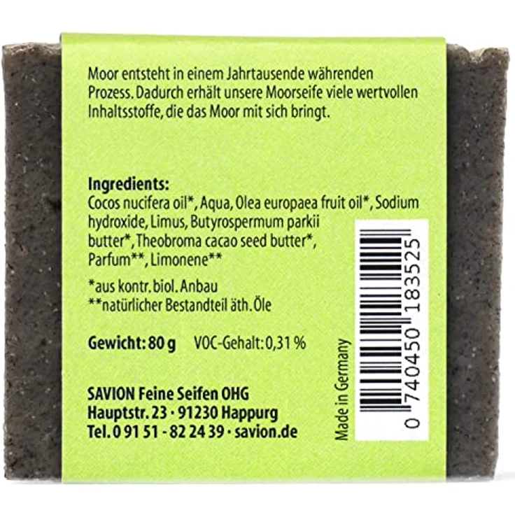 SAVION Moor Körperseife, bei Unreinheiten, Vegan, Palmölfrei, Tierversuchsfrei, 80g – Bild 5