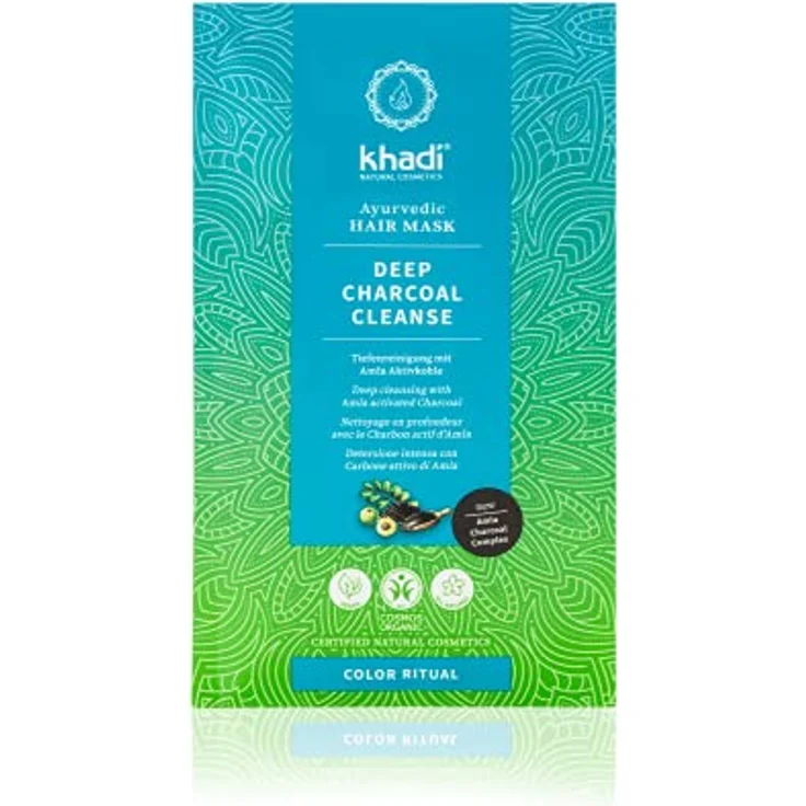 khadi DEEP CHARCOAL CLEANSE Ayurvedische Haarmaske, Tiefenreinigung mit Amla Aktivkohle, befreit das Haar von Silikon- & Stylingrückstände, 100% pflanzlich & vegan, Zertifizierte Naturkosmetik, 50g – Bild 1