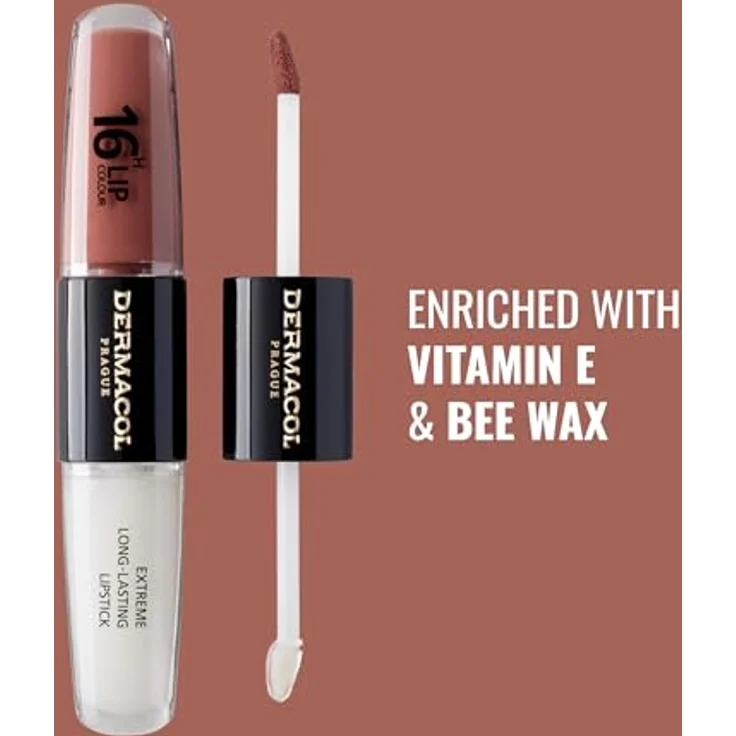 Dermacol 16H Lip Colour, langlebiger Lippenstift Farbton 31 Instant Match, 2x4 ml, hochpigmentierte Textur mit Langzeiteffekt und Vitamin E – Bild 3