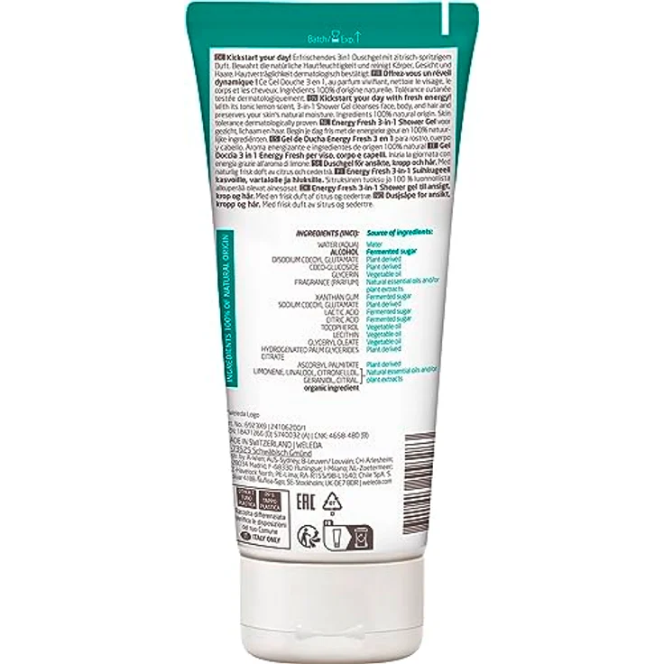 WELEDA Bio For Men 3in1 Duschgel & Shampoo Energy Fresh - Naturkosmetik Männer Duschseife & Haarpflege mit Zitrone & Zedernholz Duft, 200ml – Bild 2